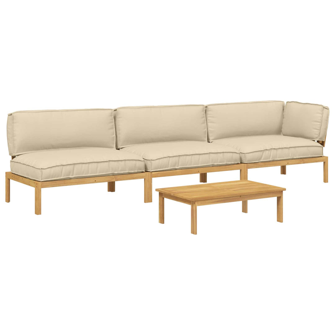 Sofa Sæt med pude Ensfarvet 4 pcs Beige Massivt Akacietræ