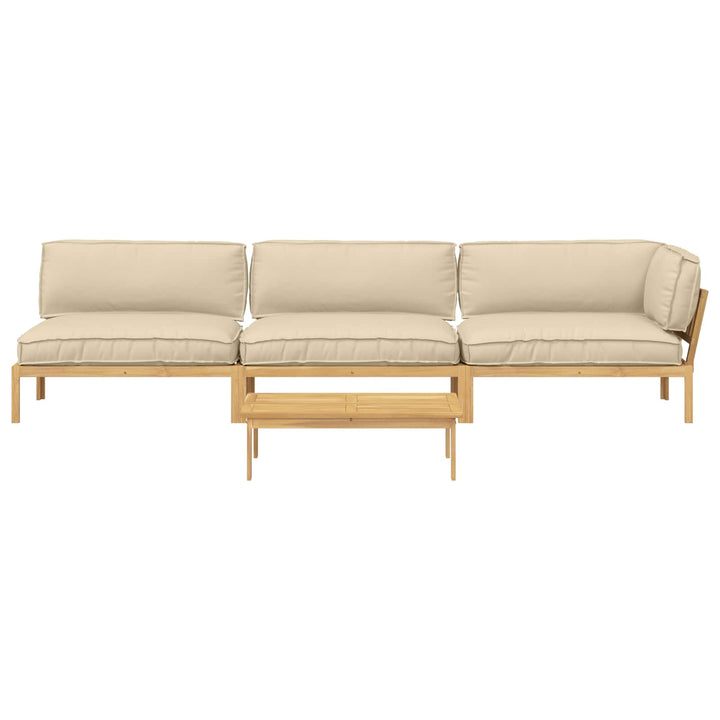 Sofa Sæt med pude Ensfarvet 4 pcs Beige Massivt Akacietræ