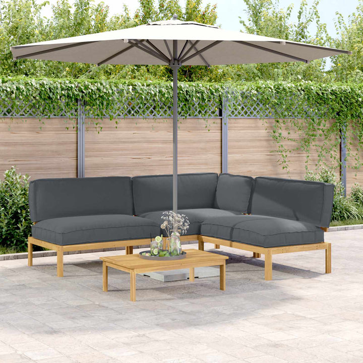 Sofa Sæt med pude Ensfarvet 4 pcs Antracit Massivt Akacietræ