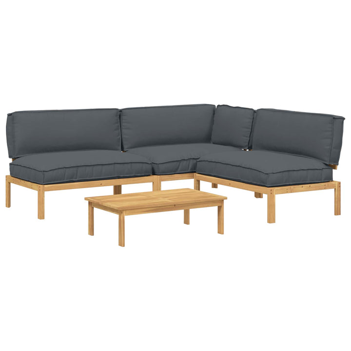 Sofa Sæt med pude Ensfarvet 4 pcs Antracit Massivt Akacietræ