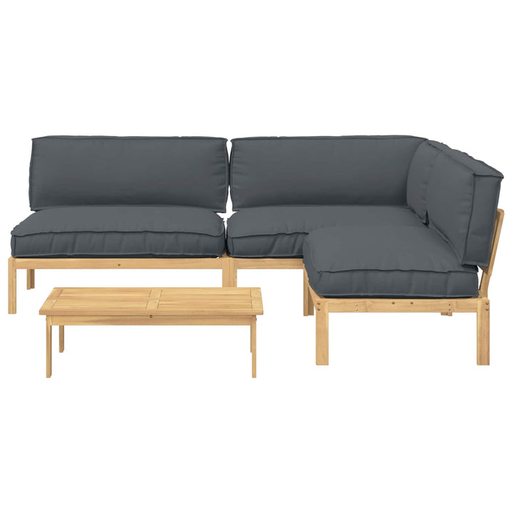 Sofa Sæt med pude Ensfarvet 4 pcs Antracit Massivt Akacietræ