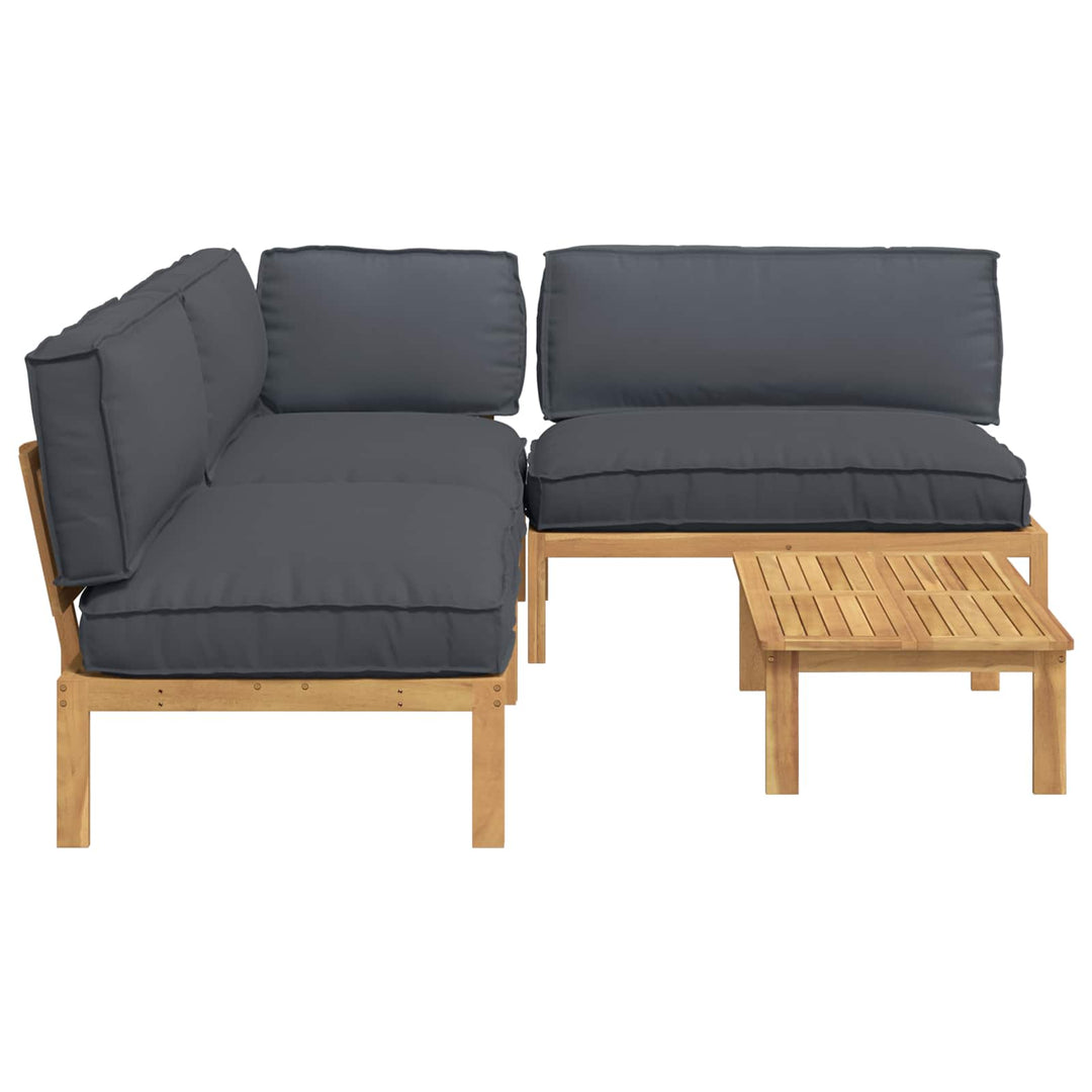 Sofa Sæt med pude Ensfarvet 4 pcs Antracit Massivt Akacietræ