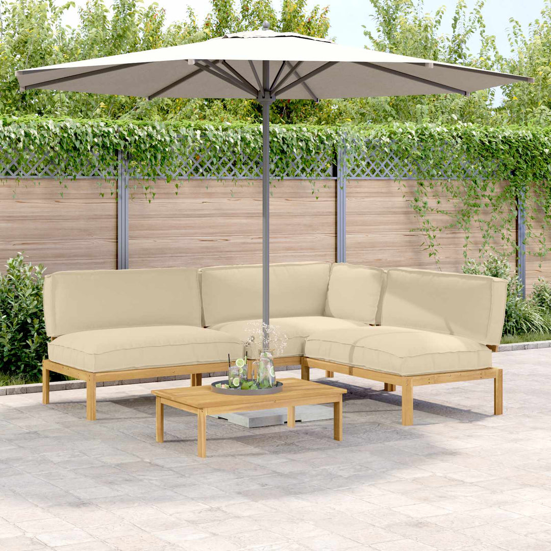 Sofa Sæt med pude Ensfarvet 4 pcs Beige Massivt Akacietræ
