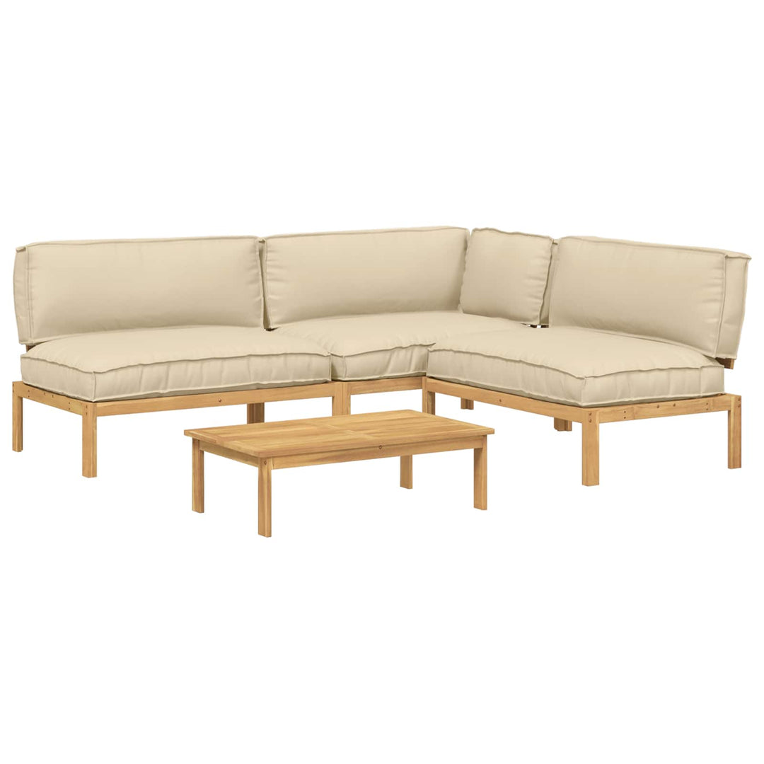 Sofa Sæt med pude Ensfarvet 4 pcs Beige Massivt Akacietræ
