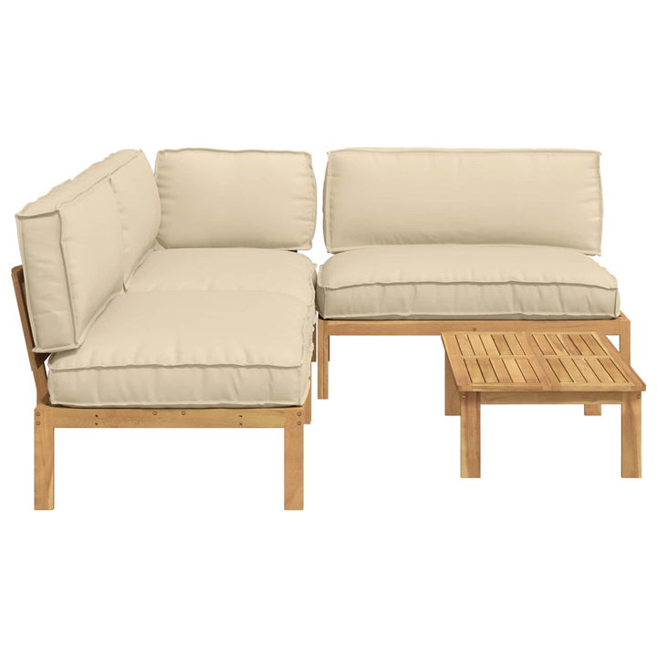Sofa Sæt med pude Ensfarvet 4 pcs Beige Massivt Akacietræ