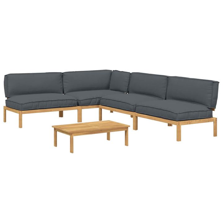 Sofa Sæt med pude Ensfarvet 5 pcs Antracit Massivt Akacietræ