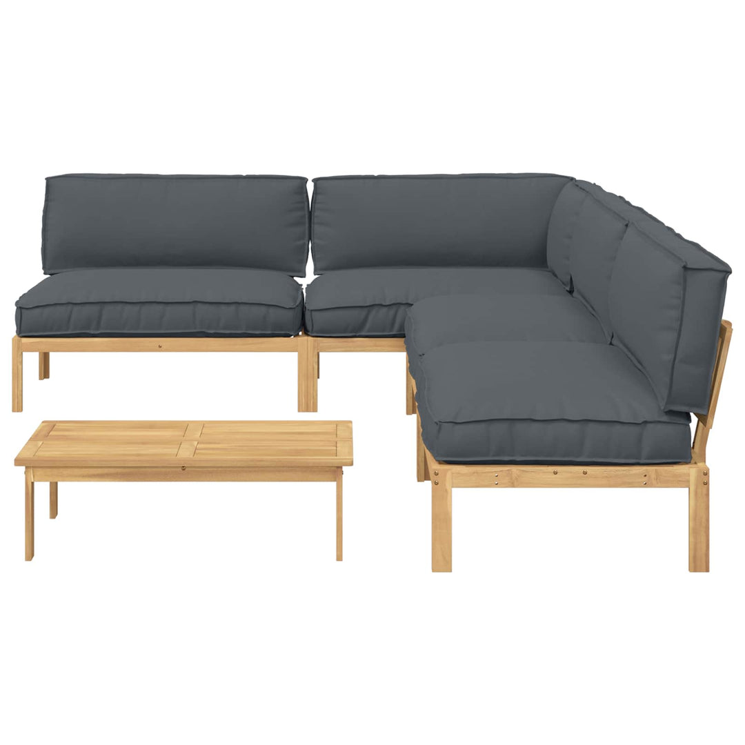 Sofa Sæt med pude Ensfarvet 5 pcs Antracit Massivt Akacietræ