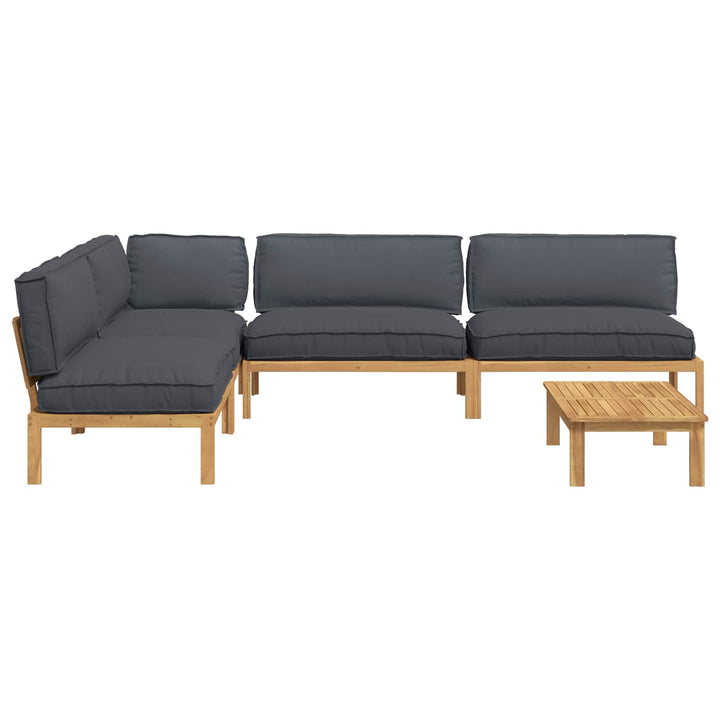 Sofa Sæt med pude Ensfarvet 5 pcs Antracit Massivt Akacietræ