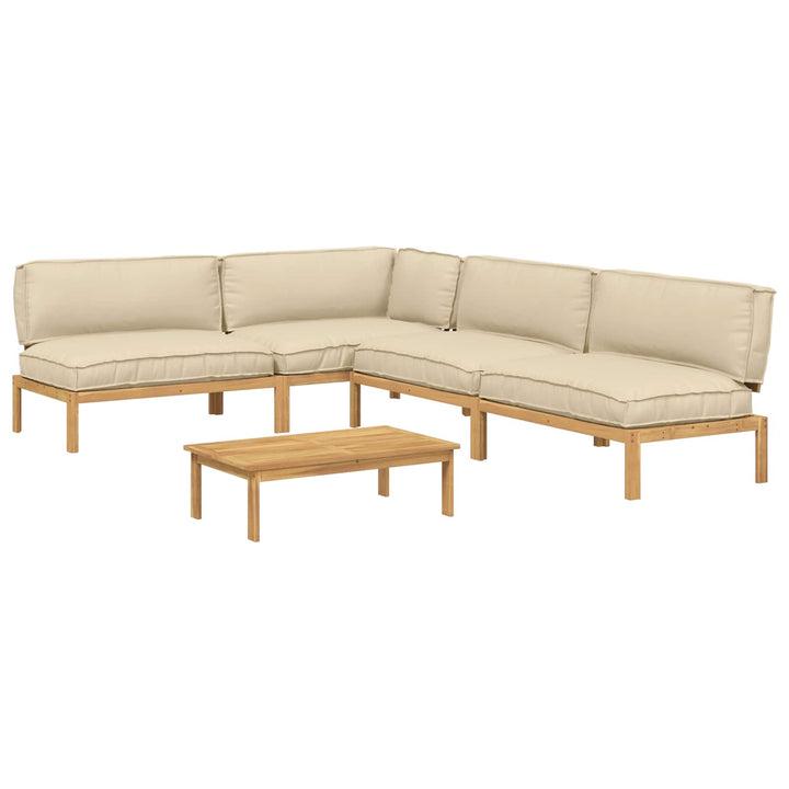 Sofa Sæt med pude Ensfarvet 5 pcs Beige Massivt Akacietræ