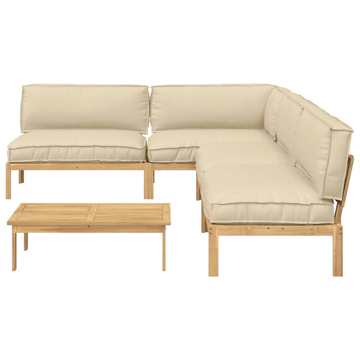 Sofa Sæt med pude Ensfarvet 5 pcs Beige Massivt Akacietræ