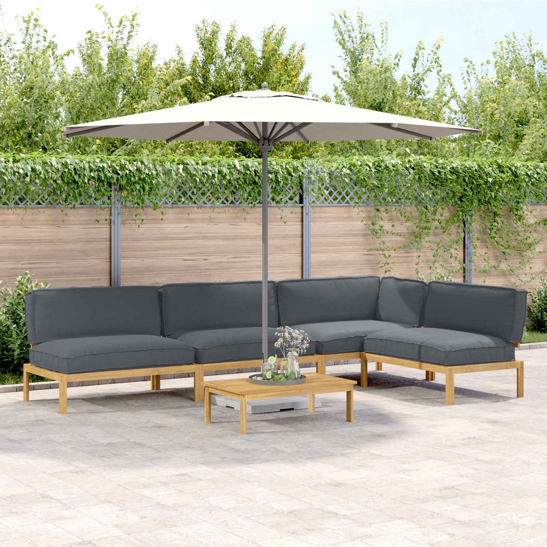 Sofa Sæt med pude Ensfarvet 5 pcs Antracit Massivt Akacietræ