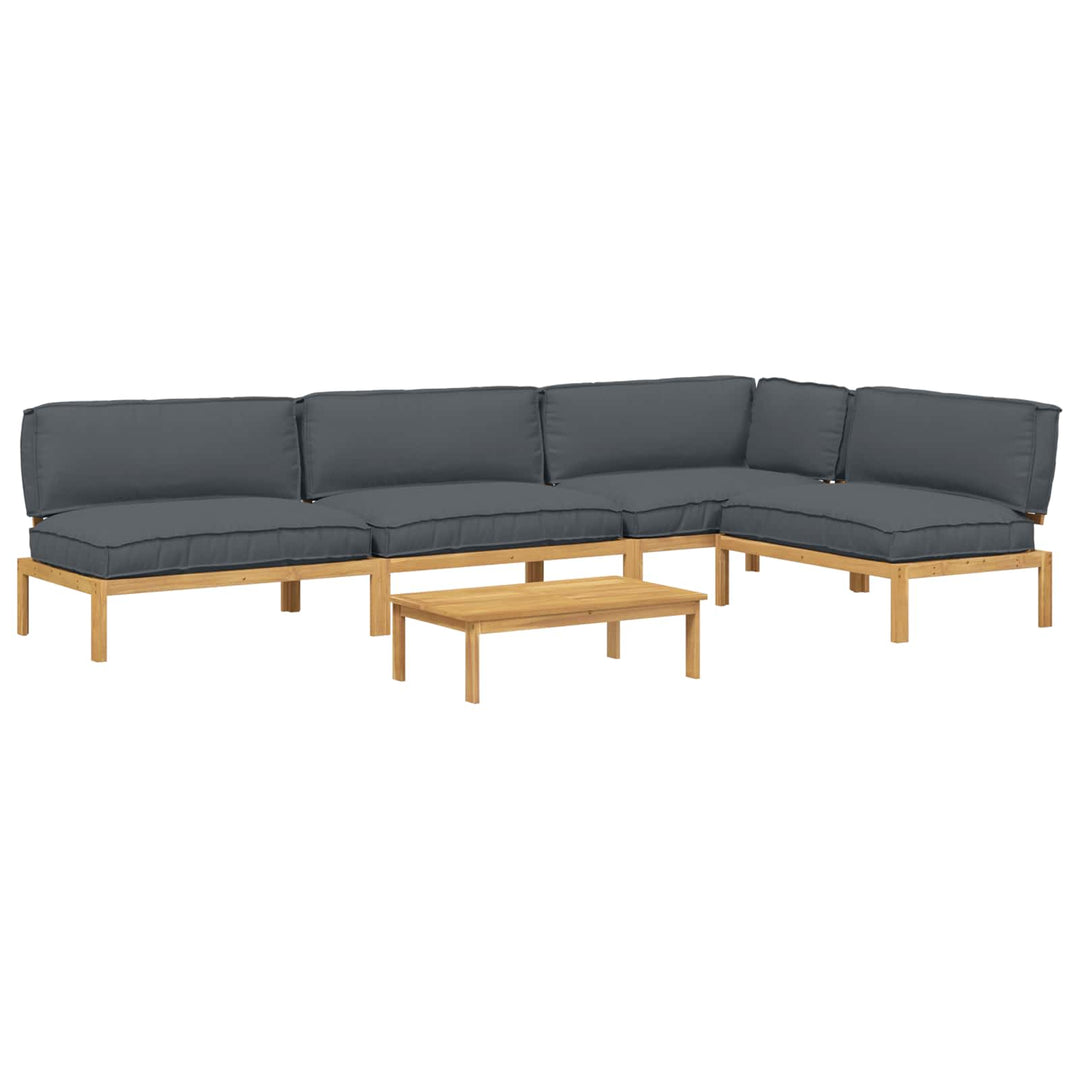 Sofa Sæt med pude Ensfarvet 5 pcs Antracit Massivt Akacietræ
