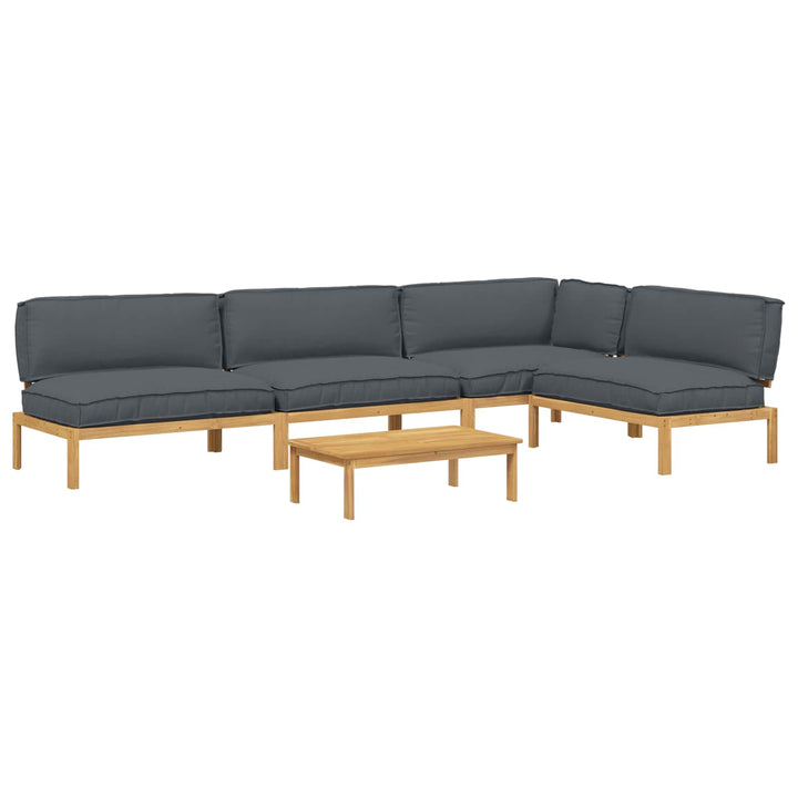 Sofa Sæt med pude Ensfarvet 5 pcs Antracit Massivt Akacietræ
