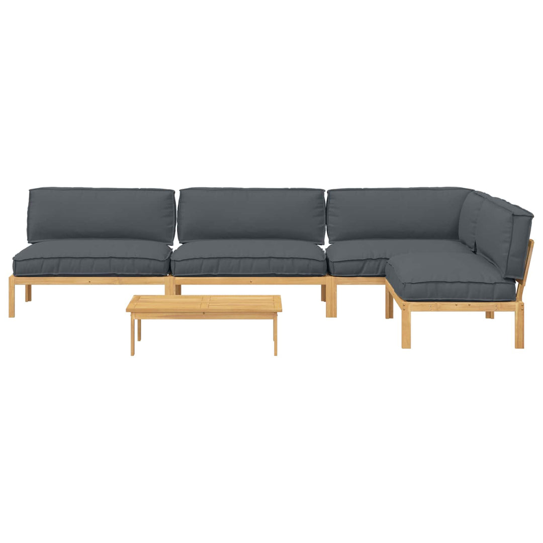 Sofa Sæt med pude Ensfarvet 5 pcs Antracit Massivt Akacietræ