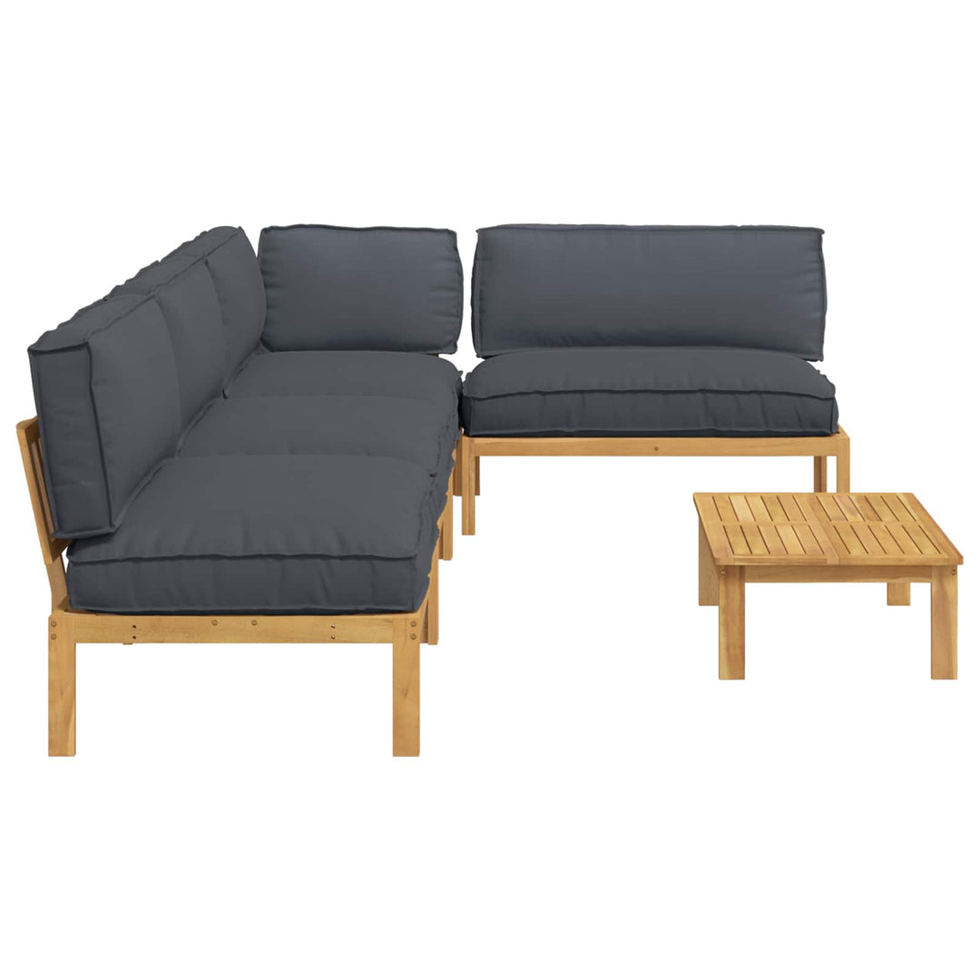 Sofa Sæt med pude Ensfarvet 5 pcs Antracit Massivt Akacietræ