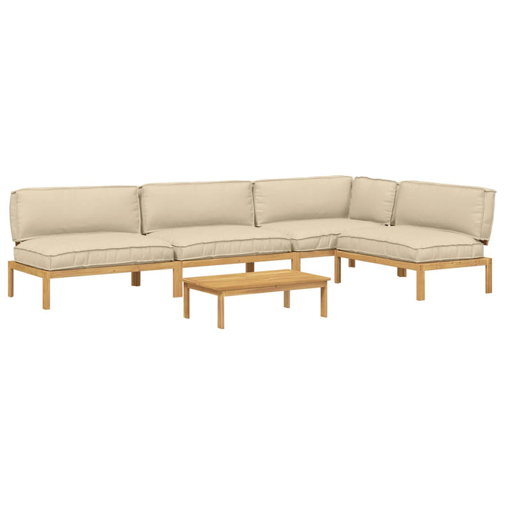 Sofa Sæt med pude Ensfarvet 5 pcs Beige Massivt Akacietræ