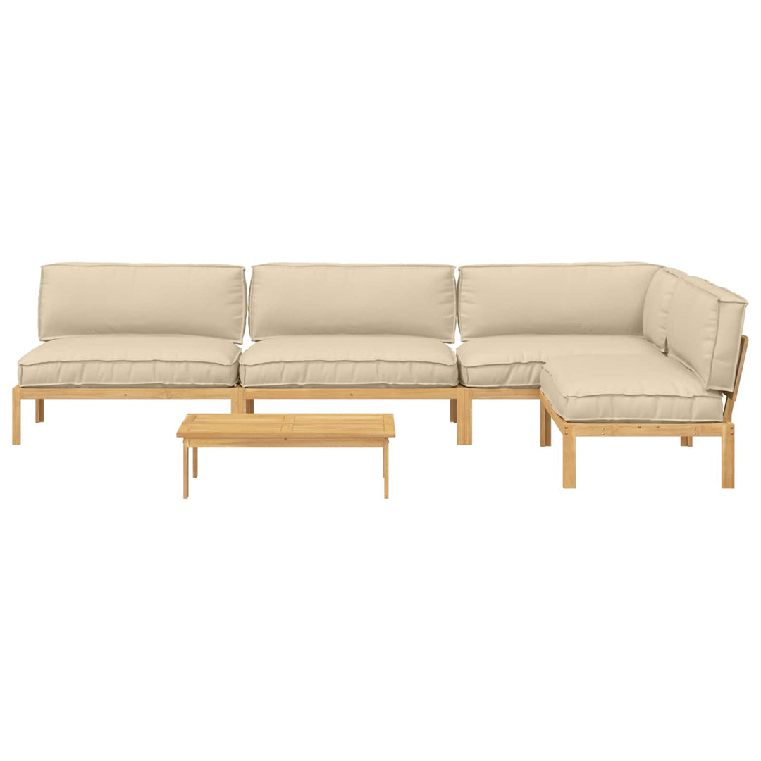 Sofa Sæt med pude Ensfarvet 5 pcs Beige Massivt Akacietræ