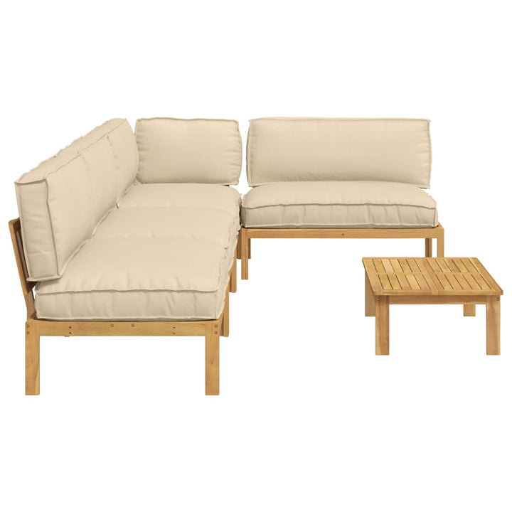 Sofa Sæt med pude Ensfarvet 5 pcs Beige Massivt Akacietræ