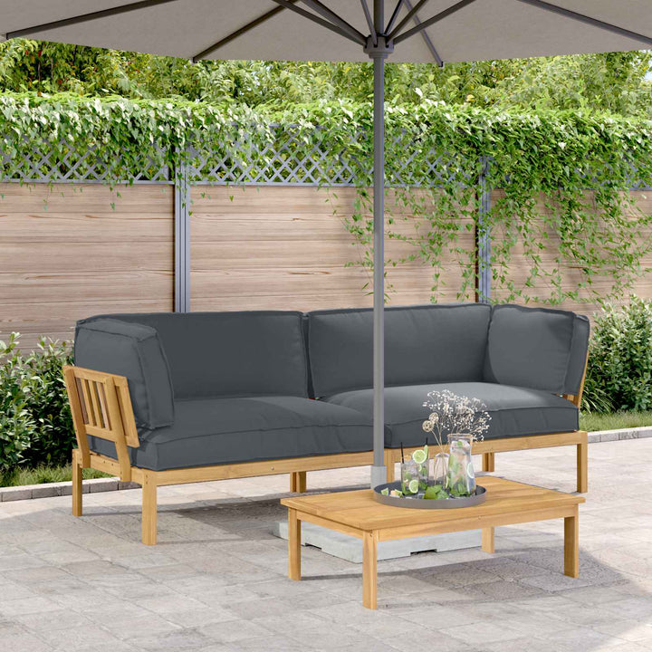 Sofa Sæt med pude Ensfarvet 2 pcs Antracit Massivt Akacietræ