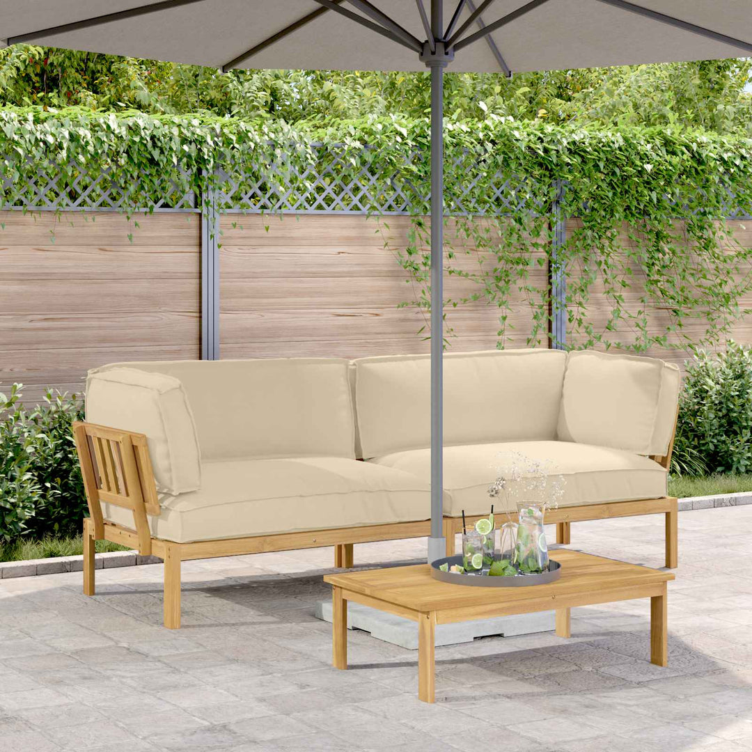 Sofa Sæt med pude Ensfarvet 2 pcs Beige Massivt Akacietræ