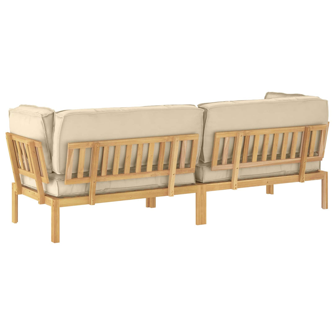 Sofa Sæt med pude Ensfarvet 2 pcs Beige Massivt Akacietræ