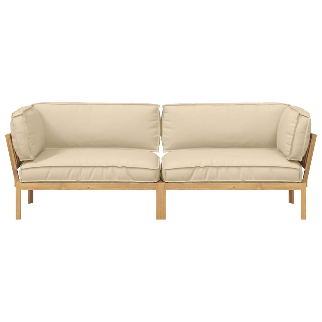 Sofa Sæt med pude Ensfarvet 2 pcs Beige Massivt Akacietræ