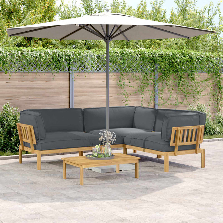 Sofa Sæt med pude Ensfarvet 4 pcs Antracit Massivt Akacietræ