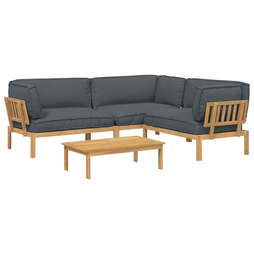 Sofa Sæt med pude Ensfarvet 4 pcs Antracit Massivt Akacietræ