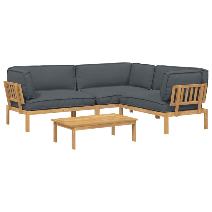 Sofa Sæt med pude Ensfarvet 4 pcs Antracit Massivt Akacietræ