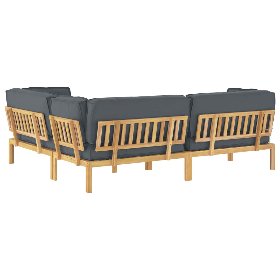 Sofa Sæt med pude Ensfarvet 4 pcs Antracit Massivt Akacietræ