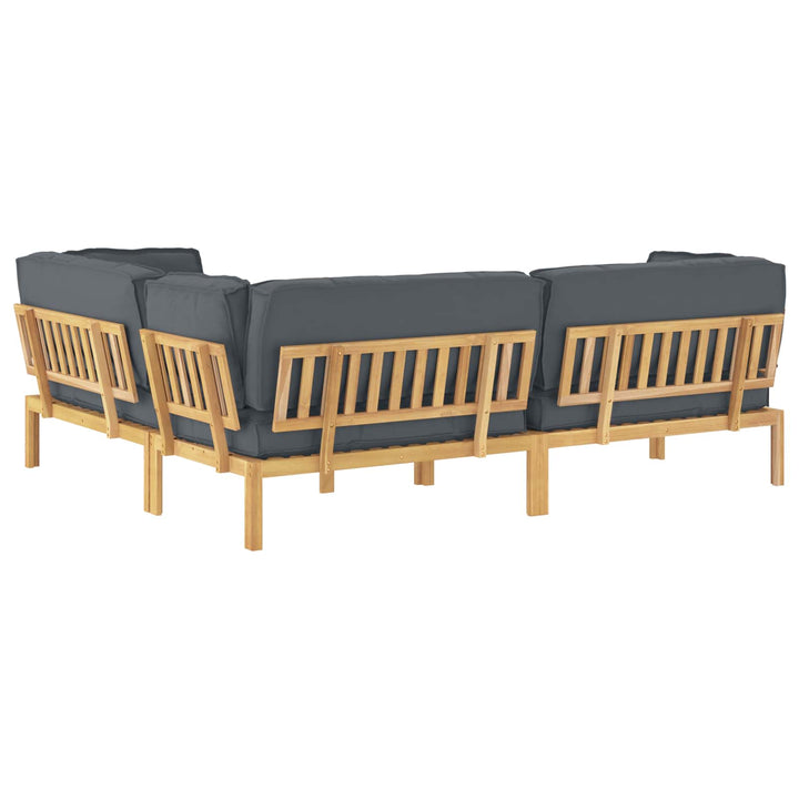 Sofa Sæt med pude Ensfarvet 4 pcs Antracit Massivt Akacietræ