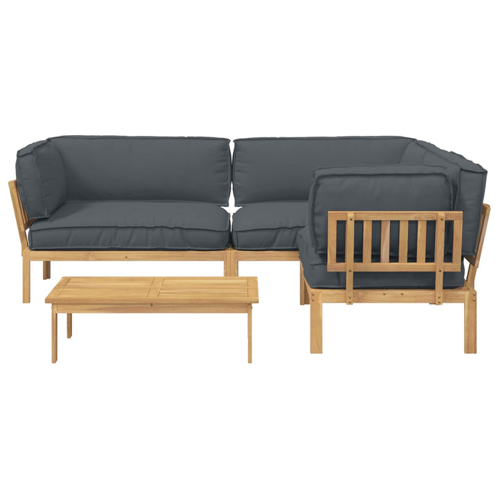 Sofa Sæt med pude Ensfarvet 4 pcs Antracit Massivt Akacietræ