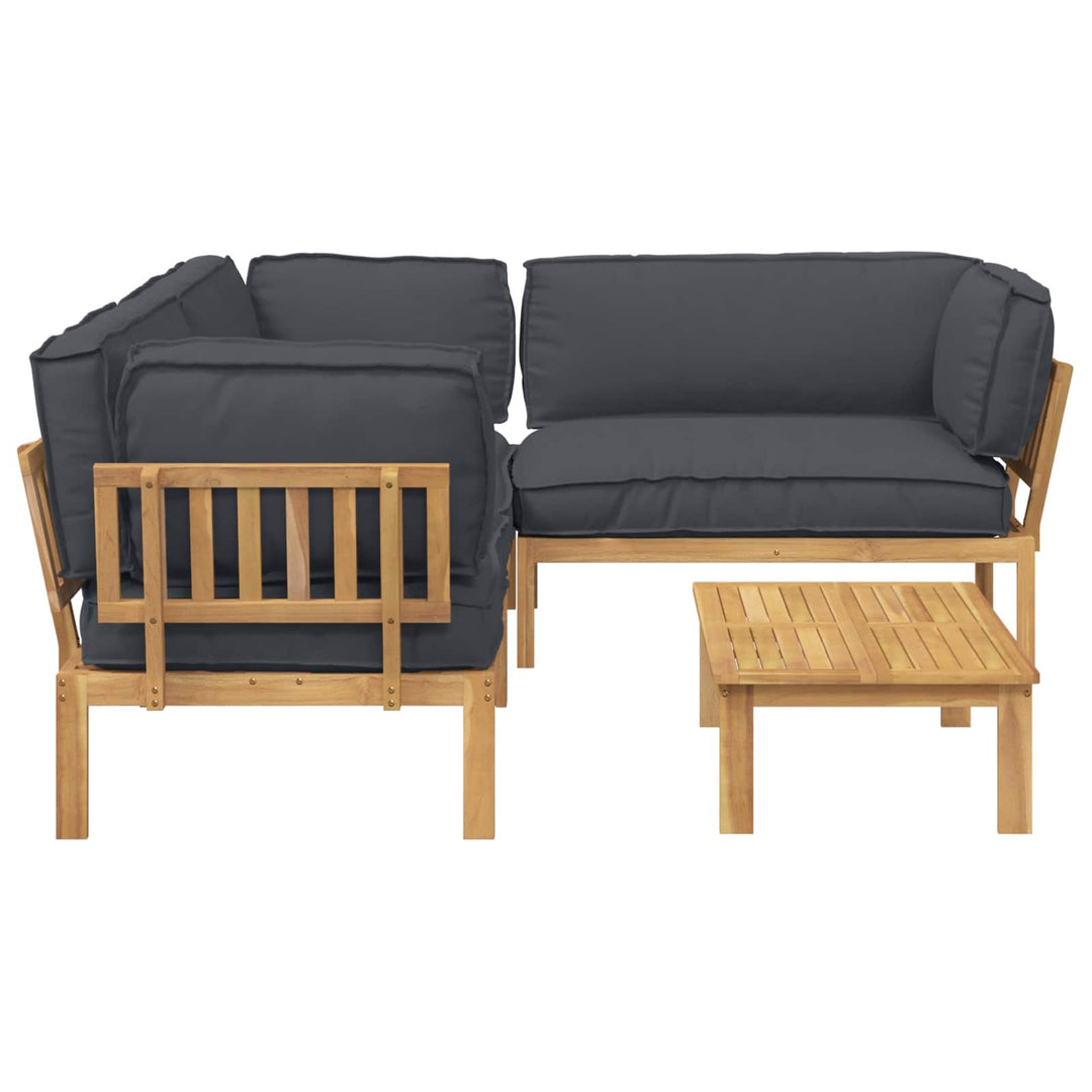 Sofa Sæt med pude Ensfarvet 4 pcs Antracit Massivt Akacietræ