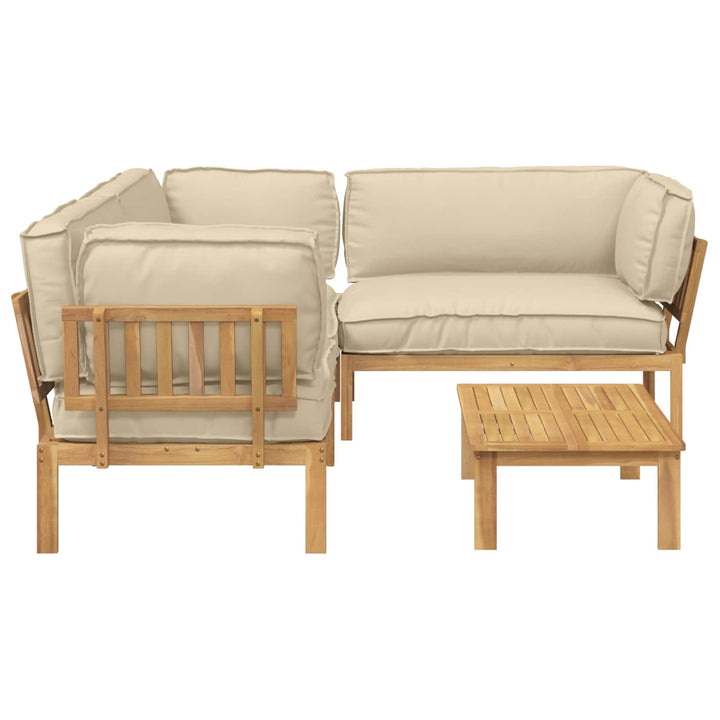 Sofa Sæt med pude Ensfarvet 4 pcs Beige Massivt Akacietræ