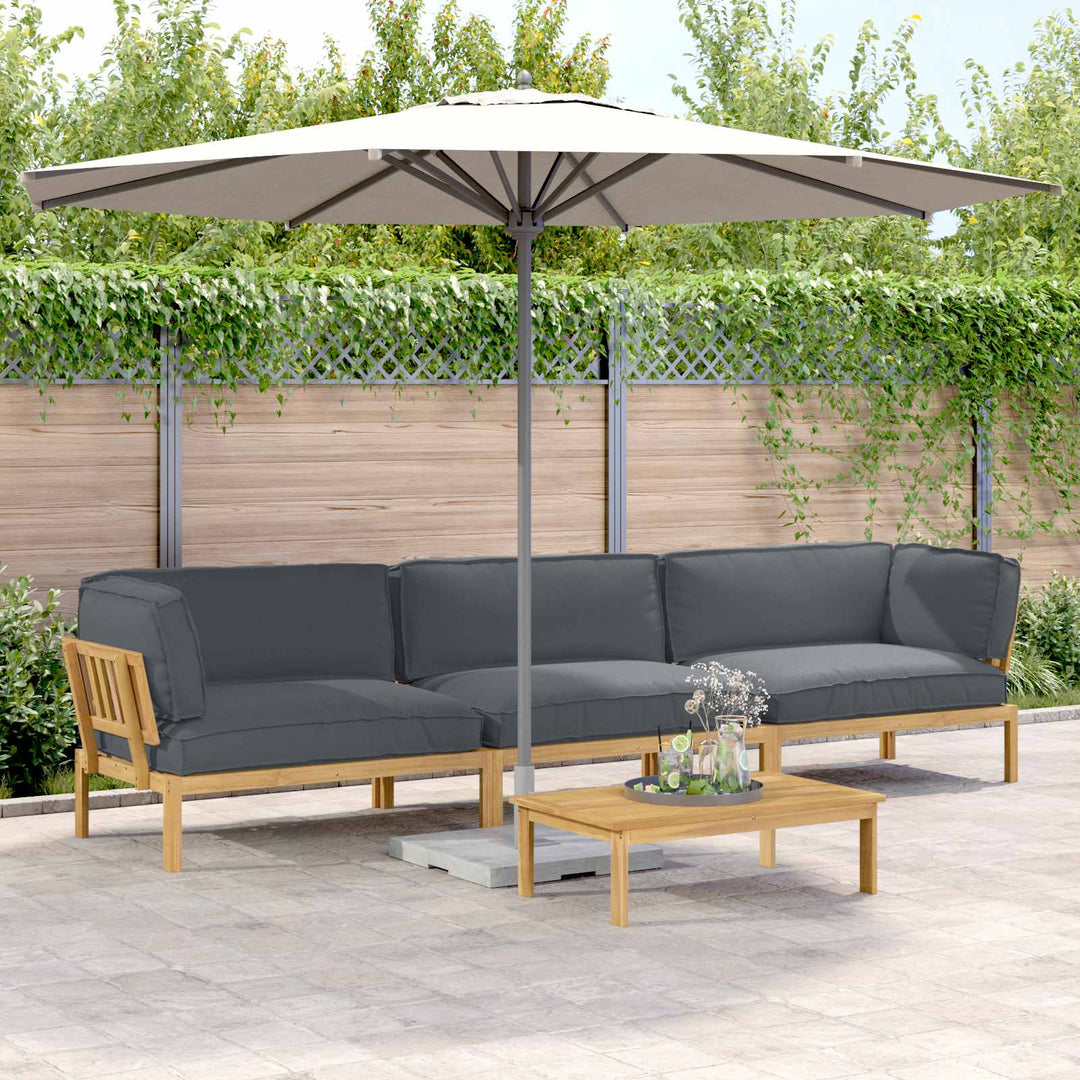 Sofa Sæt med pude Ensfarvet 4 pcs Antracit Massivt Akacietræ
