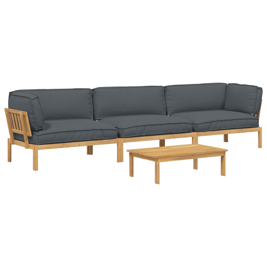 Sofa Sæt med pude Ensfarvet 4 pcs Antracit Massivt Akacietræ