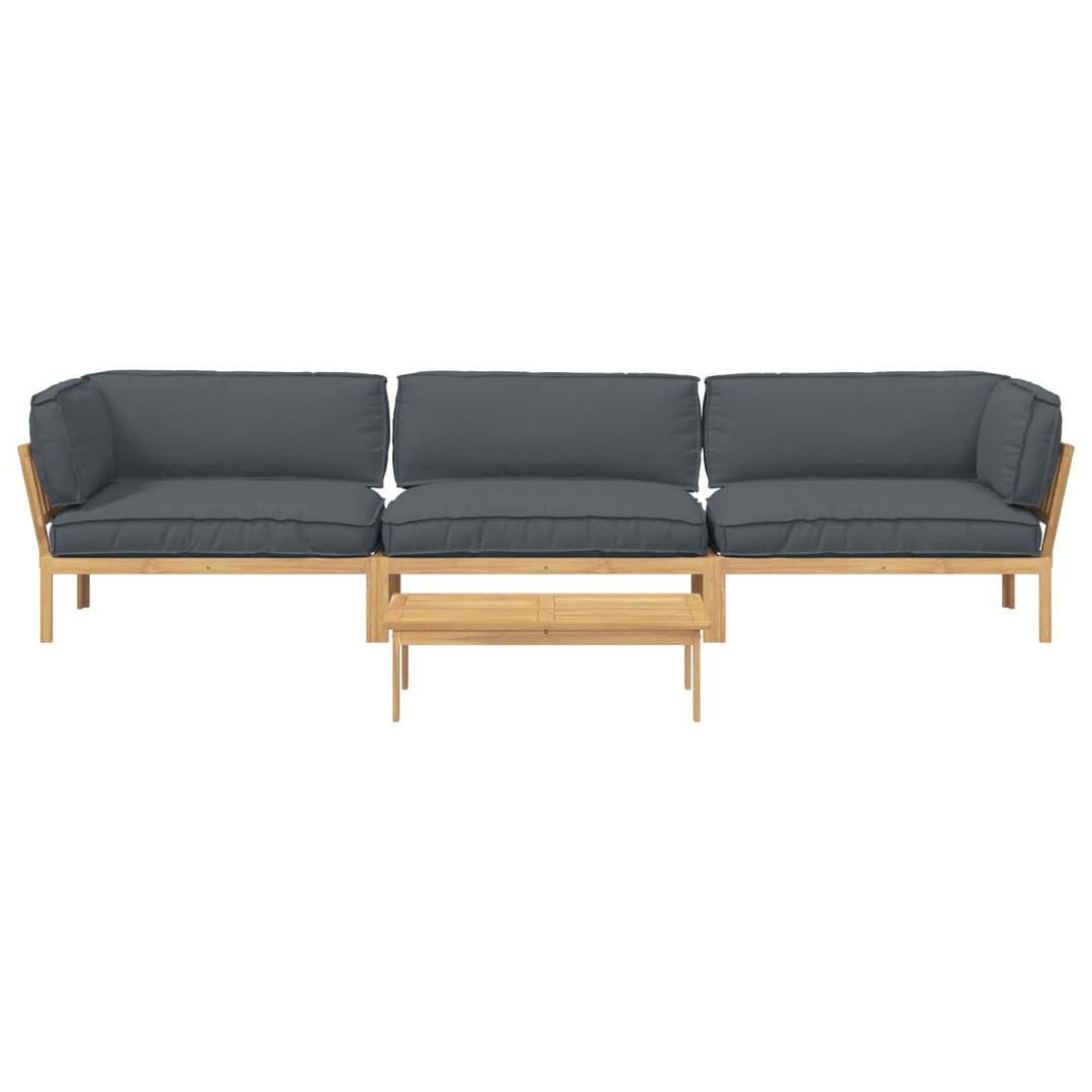 Sofa Sæt med pude Ensfarvet 4 pcs Antracit Massivt Akacietræ