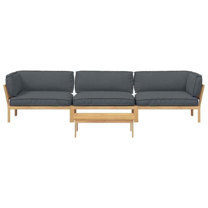 Sofa Sæt med pude Ensfarvet 4 pcs Antracit Massivt Akacietræ