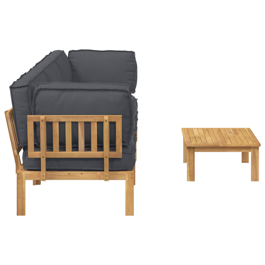 Sofa Sæt med pude Ensfarvet 4 pcs Antracit Massivt Akacietræ
