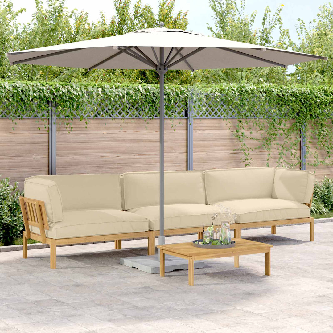 Sofa Sæt med pude Ensfarvet 4 pcs Beige Massivt Akacietræ