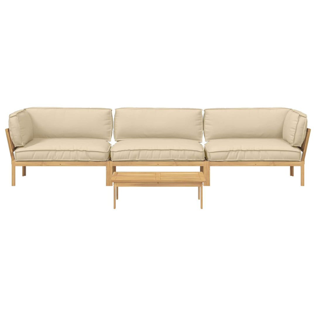 Sofa Sæt med pude Ensfarvet 4 pcs Beige Massivt Akacietræ