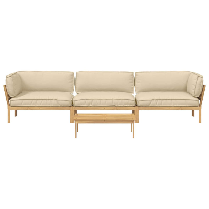 Sofa Sæt med pude Ensfarvet 4 pcs Beige Massivt Akacietræ