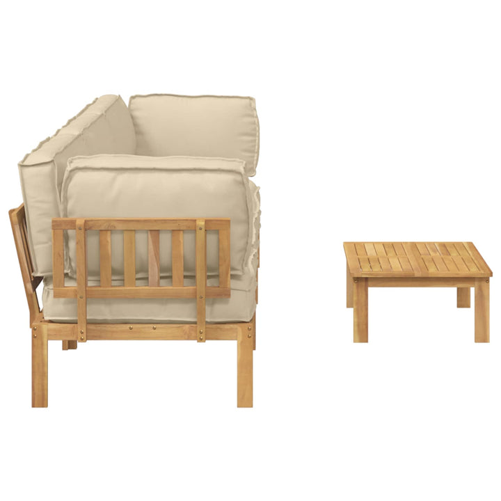 Sofa Sæt med pude Ensfarvet 4 pcs Beige Massivt Akacietræ