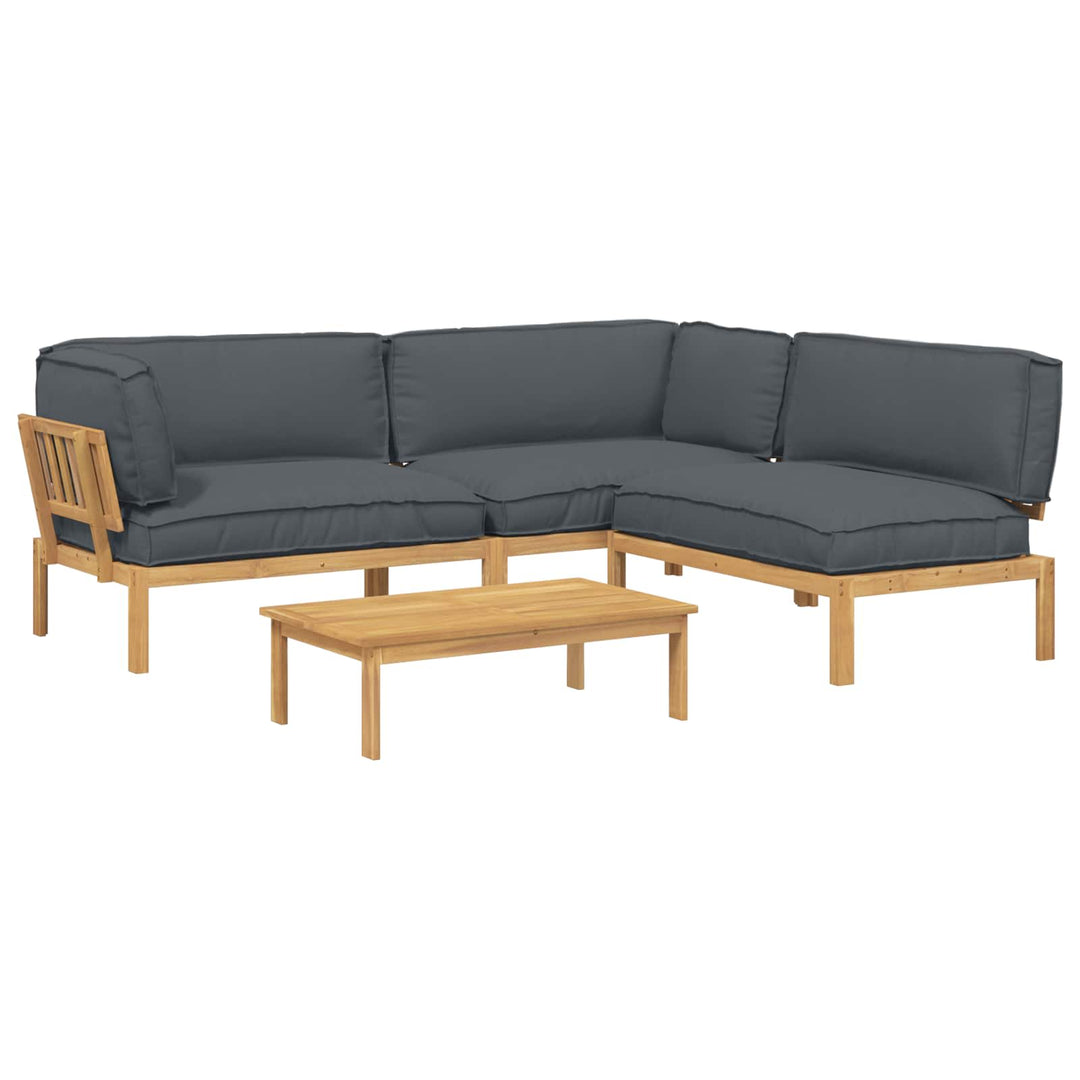 Sofa Sæt med pude Ensfarvet 4 pcs Antracit Massivt Akacietræ