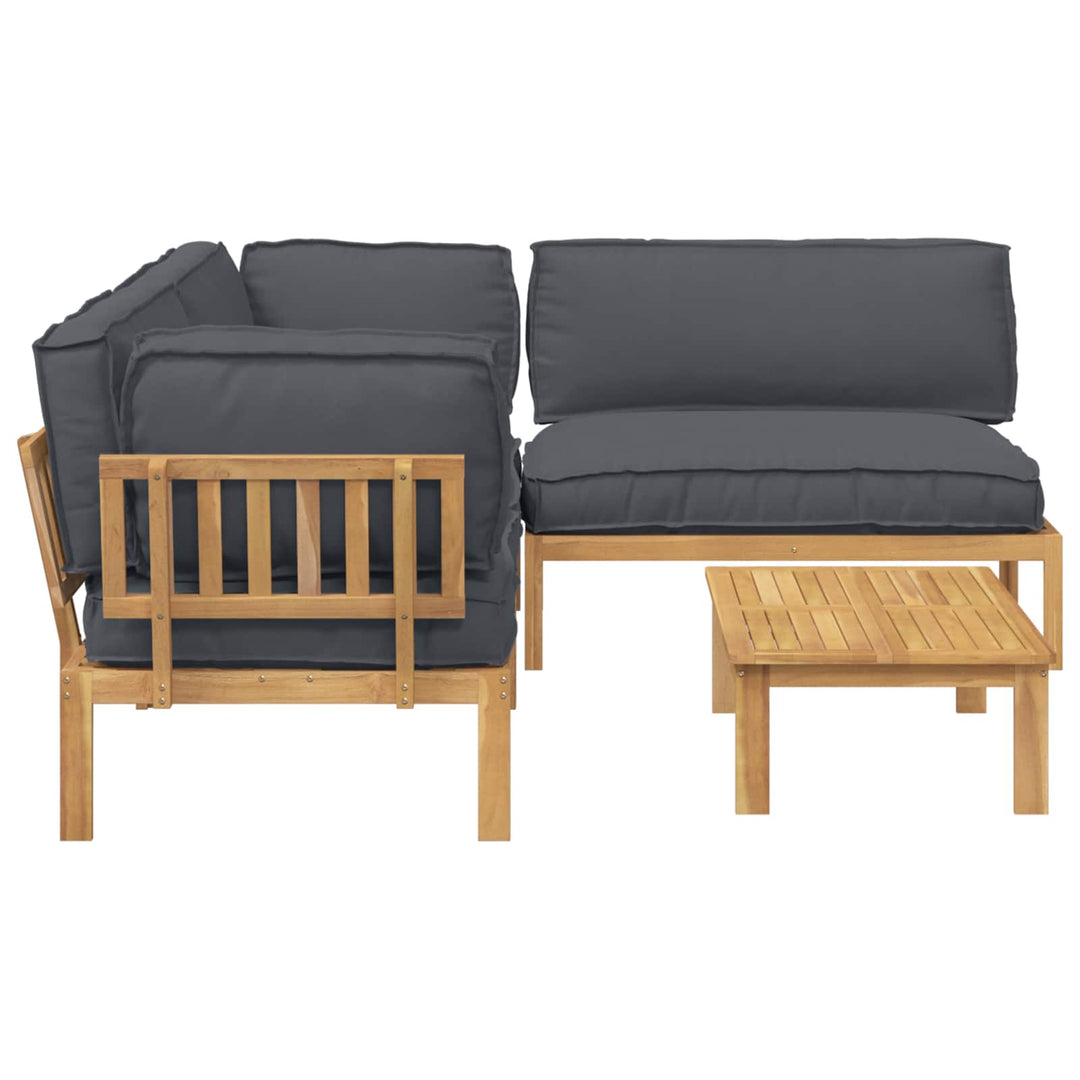 Sofa Sæt med pude Ensfarvet 4 pcs Antracit Massivt Akacietræ
