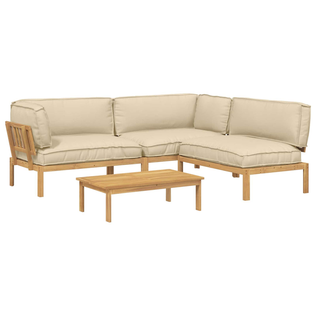Sofa Sæt med pude Ensfarvet 4 pcs Beige Massivt Akacietræ