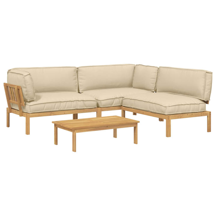 Sofa Sæt med pude Ensfarvet 4 pcs Beige Massivt Akacietræ