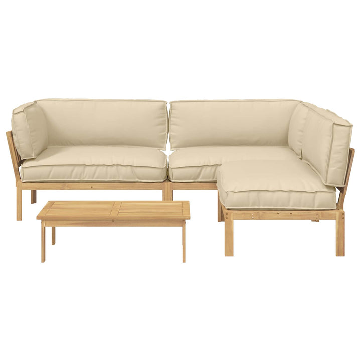 Sofa Sæt med pude Ensfarvet 4 pcs Beige Massivt Akacietræ