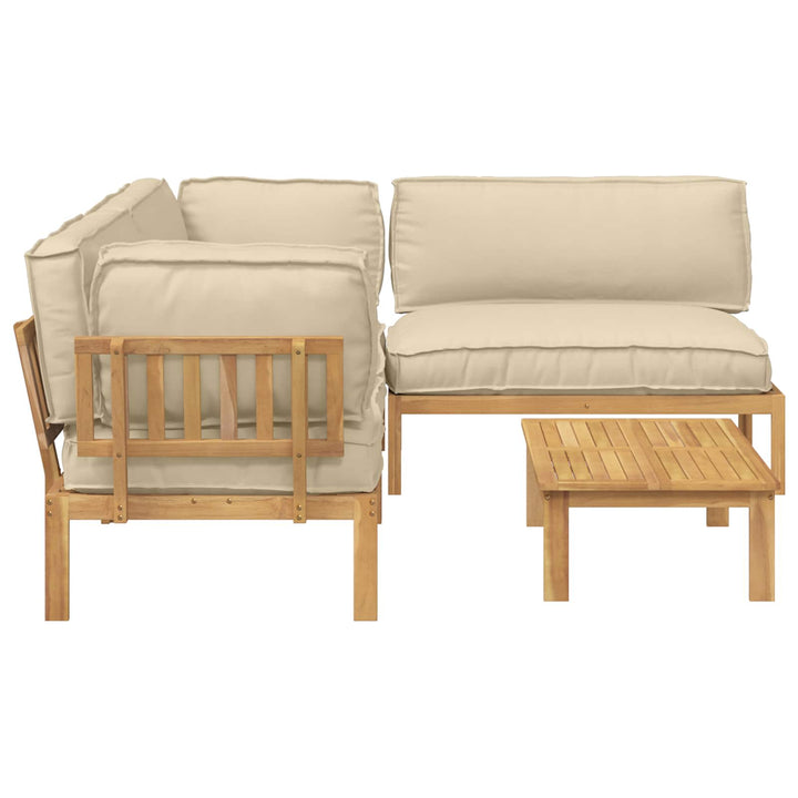 Sofa Sæt med pude Ensfarvet 4 pcs Beige Massivt Akacietræ