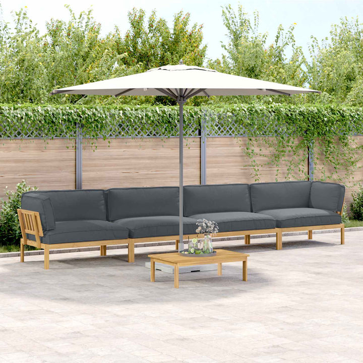 Sofa Sæt med pude Ensfarvet 5 pcs Antracit Massivt Akacietræ
